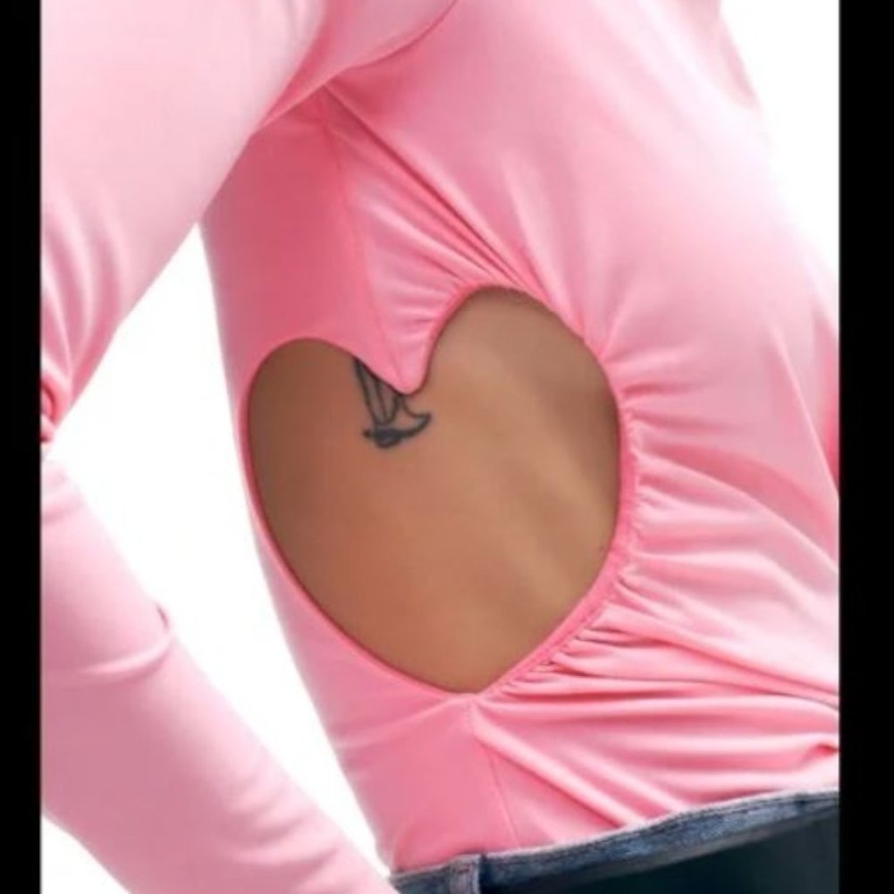 NWT HEART DRAPED PINK BARBIE STYLE BODYSUIT